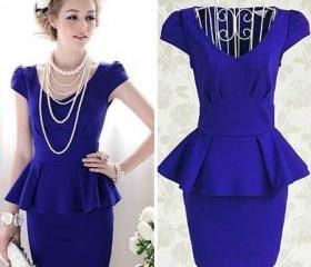 Elegant royal blue peplum dress
